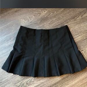 Zara Black Pleated Skater Mini Skirt